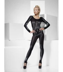 BODY NERO CON STAMPA DA SCHELETRO