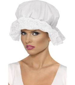 CAPPELLINO BIANCO IN COTONE CON LACCETTO