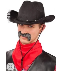 CAPPELLO COW-BOY NERO LUSSO IN ALCANTARA