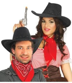 CAPPELLO COWBOY NERO IN CUOIO