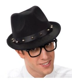 Cappello Gangster In Feltro Nero Dec. Punk Rock