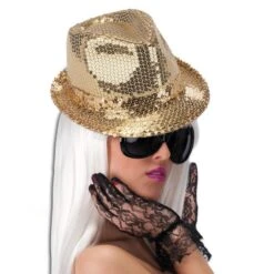 CAPPELLO GANGSTER IN PAILLETTES ORO