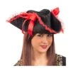 CAPPELLO PIRATESSA IN VELLUTO NERO CON DECORAZIONI ROSSE -Pelatelli cappello piratessa in velluto nero con decorazioni rosse