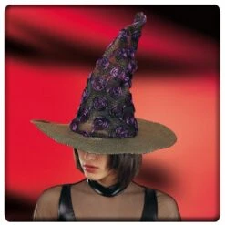 CAPPELLO STREGA IN TULLE Con Decorazioni (MODELLABILE) H.CM. 45 CA.