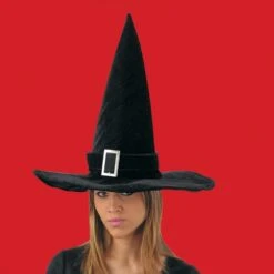 CAPPELLO STREGA IN VELLUTO NERO H. CM. 45 CA.
