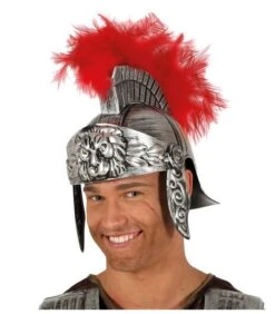 CASCO ROMANO ARGENTO CON PIUMA