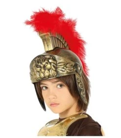 CASCO ROMANO BAMBINO ORO CON PIUMA
