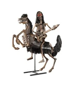 CAVALLO IN LATTICE SU PIEDISTALLO Con SCHELETRO Con OCCHI LUMINOSI H.CM.200