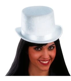 Cilindro Bianco In Velluto E Feltro H. Cm. 12 Ca. (TG. 58)