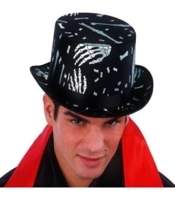 Cilindro In Raso Nero Dec. Argento (taglia Adulto) H. Cm. 12 Ca.