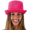 CILINDRO IN VELLUTO E FELTRO FLUORESCENTE ROSA H.CM.12 CA. -Pelatelli cilindro in velluto e feltro fluorescente rosa hcm12 ca
