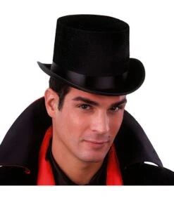 Cilindro Nero In Velluto E Feltro H. Cm. 12 Ca. (TG. 58)