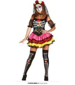 Costume Scheletro Messicana Color.