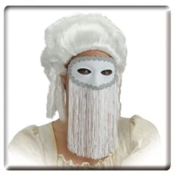 DOMINO SCAMOSCIATO BIANCO Con Frangia E PASSAMANERIA