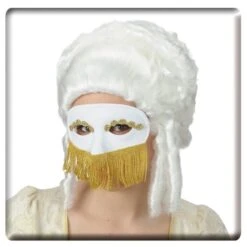 DOMINO SCAMOSCIATO BIANCO Con Frangia ORO E PASSAMANERIA