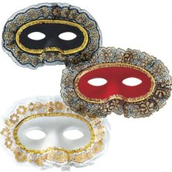 DOMINO SCAMOSCIATO Con ROUCHE LAMINATA E PASSAMANERIA COLORI ASSORTITI