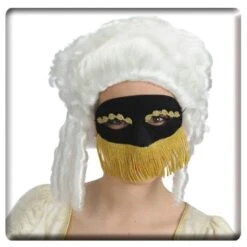 DOMINO SCAMOSCIATO NERO Con Frangia ORO E PASSAMANERIA