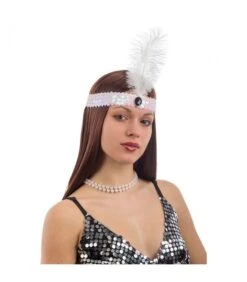 Fascia Charleston Bianca In Paillettes