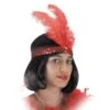 FASCIA CHARLESTON ROSSA IN PAILLETTES Con Piume E DIADEMA . -Pelatelli fascia charleston rossa in paillettes con piume e diadema