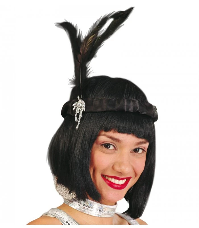 FASCIA CHARLESTONE NERA IN RASO 3 FASCIA CHARLESTONE NERA IN RASO