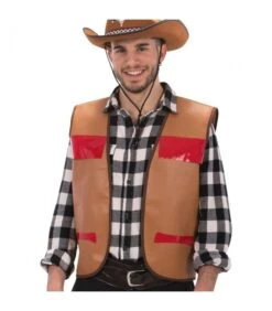 Gilet Cow-boy Marrone In Ecopelle T.U.