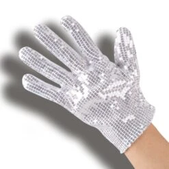 GUANTI BIANCHI Con PAILLETTES ARGENTO LUNGH.CM.24