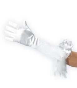 Guanti Bianchi In Raso Boa L. Cm. 40 Ca.
