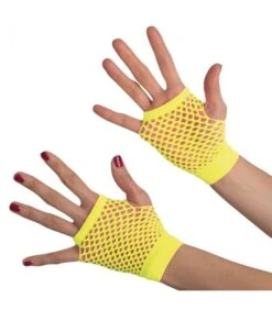 Guanti Giallo Fluo A Rete (senza Dita) Corti