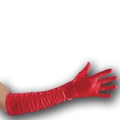 GUANTI IN RASO ARRICCIATI ROSSI L.CM.50