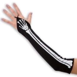 GUANTI INFRADITO NERI CON OSSA SCHELETRO