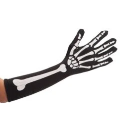 Guanti Neri Ossa Scheletro L. Cm. 40 Ca.