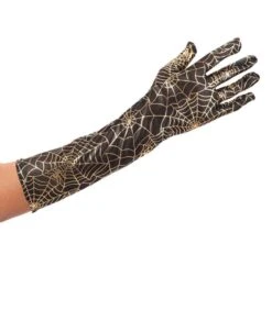 Guanti Neri Ragnatele Oro L. Cm. 40 Ca.