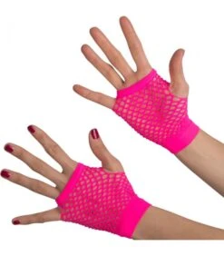 Guanti Rosa Fluo A Rete (senza Dita) Corti