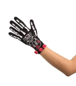 Guanti Teschio Messicano Rose L. Cm. 24 Ca. Cavallotto