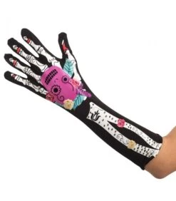 Guanti Teschio Messicano Stampe Colorate L. Cm. 38 Ca. Cavallotto