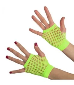 Guanti Verde Fluo A Rete (senza Dita) Corti