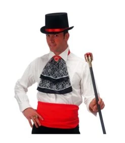 Jabot In Raso Nero Pizzo Bianco E Applicazione