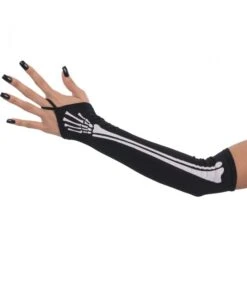 Manicotti Neri Infradito Ossa Scheletro L. Cm. 40 Ca.