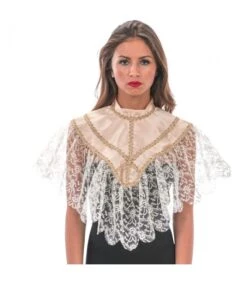 Mantellino Beige In Raso E Pizzo L. Cm. 40 Ca.