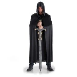 MANTELLO NERO IN MAGLINO Con CAPPUCCIO