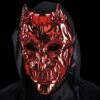 MASCHERA DIAVOLO IN PLASTICA RIGIDA METALLIZZATA ROSSA. -Pelatelli maschera diavolo in plastica rigida metallizzata rossa