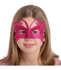 Maschera Farfalla In Plastica Glitter Fucsia