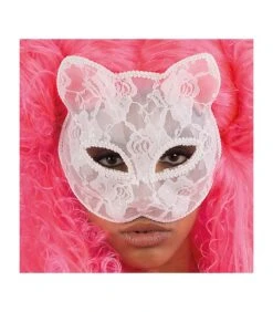 MASCHERA GATTO IN PIZZO BIANCA
