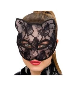 MASCHERA GATTO IN PIZZO NERA
