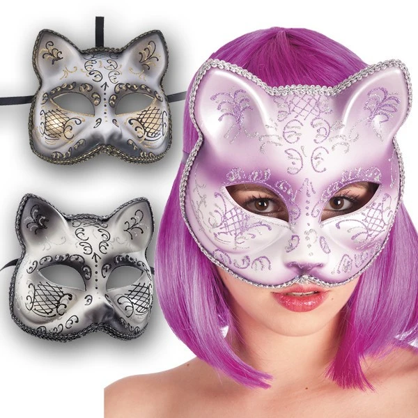 MASCHERA GATTO MEZZO VISO Colori Assortiti 3 MASCHERA GATTO MEZZO VISO Colori Assortiti