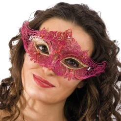 MASCHERA IN METALLO FUCSIA