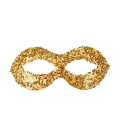 MASCHERA IN PLASTICA CON PAILLETTES ORO