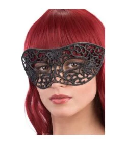 MASCHERA INTAGLIATA NERA GLITTER