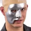 Maschera Mezzo Viso Argento In Plastica -Pelatelli maschera mezzo viso argento in plastica