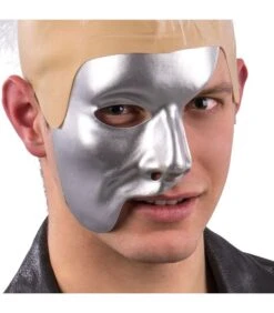 Maschera Mezzo Viso Argento In Plastica